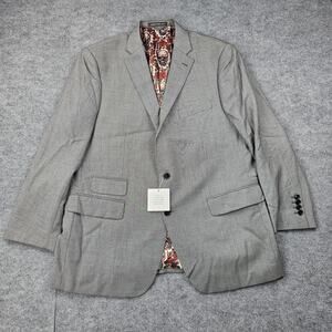 Indochino Blazer Mens 46 Gray Newbury Skull Lining Wool Jacket Timeless Classic
